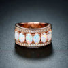 Women's Copper Geometric Imitation Opal Ring With Zirconia