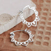 Women's Copper Geometric Inlaid Zircon Earrings Retro Style With Lotus Pattern