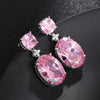 Women's Copper Geometric Inlaid Zircon Floral Fashionable Earrings