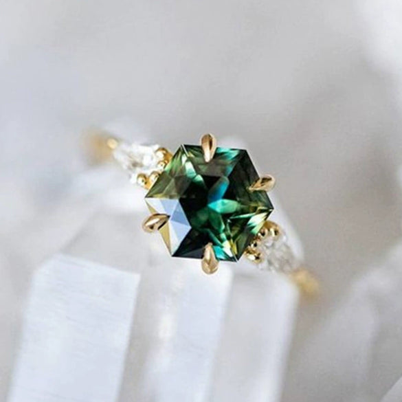 Women's Copper Geometric Inlaid Zircon Ring Jewelry