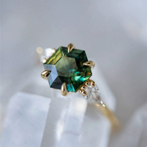 Women's Copper Geometric Inlaid Zircon Ring Jewelry