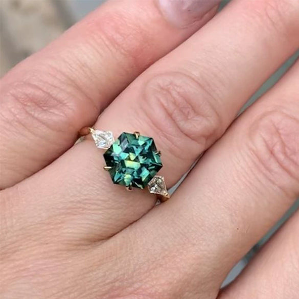 Women's Copper Geometric Inlaid Zircon Ring Jewelry