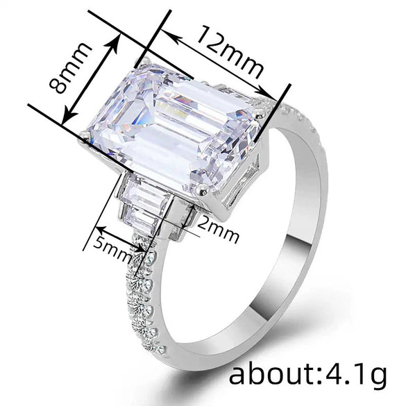 Women's Copper Geometric Inlaid Zircon Ring Minimalist Style