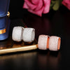 Women's Copper Geometric Inlaid Zircon Square Earrings Light Luxury Style