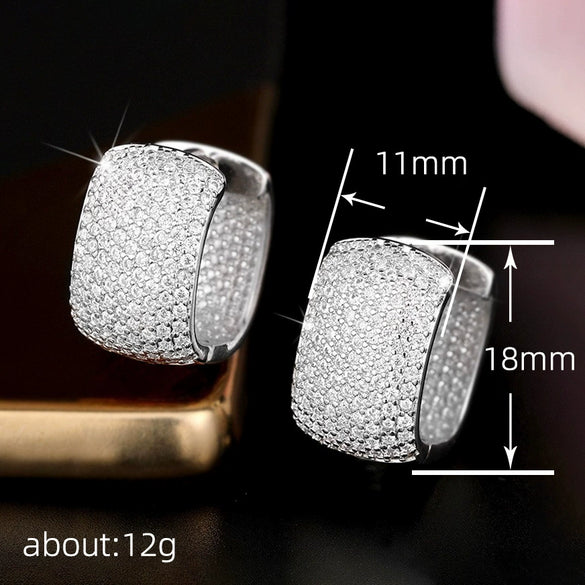 Women's Copper Geometric Inlaid Zircon Square Earrings Light Luxury Style