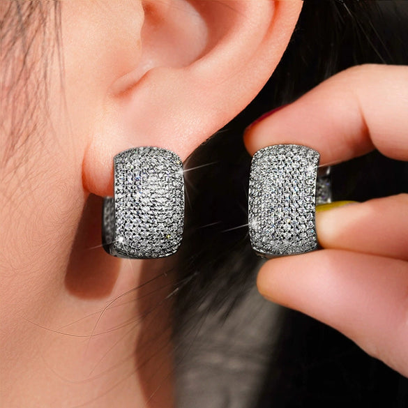 Women's Copper Geometric Inlaid Zircon Square Earrings Light Luxury Style