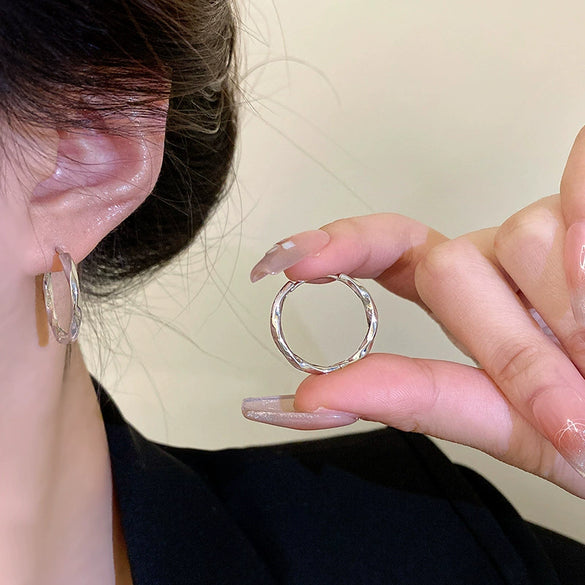 Women's Copper Geometric Irregular Circle Electroplated Earrings Cold Style Simple And Allmatch