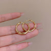 Women's Copper Geometric Irregular Circle Electroplated Earrings Cold Style Simple And Allmatch