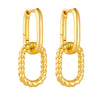 Women's Copper Geometric Irregular Ring Locked Earrings With Electroplating Platinum 18K Gold