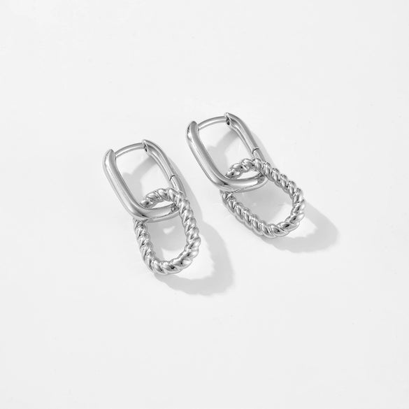 Women's Copper Geometric Irregular Ring Locked Earrings With Electroplating Platinum 18K Gold