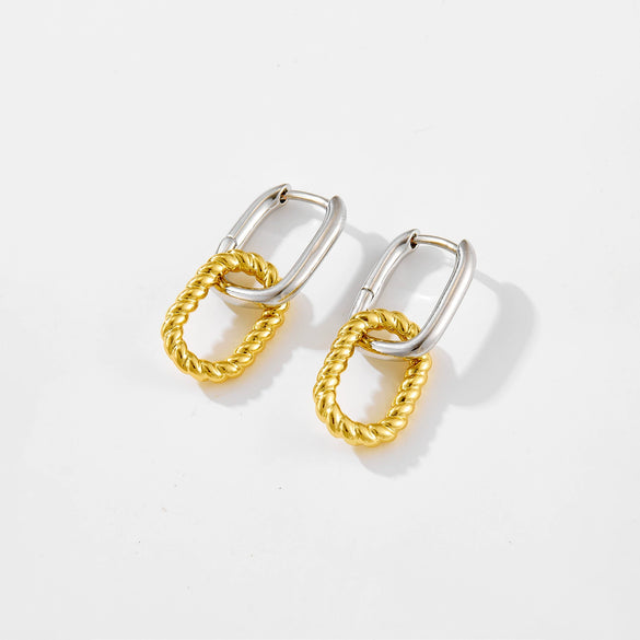 Women's Copper Geometric Irregular Ring Locked Earrings With Electroplating Platinum 18K Gold