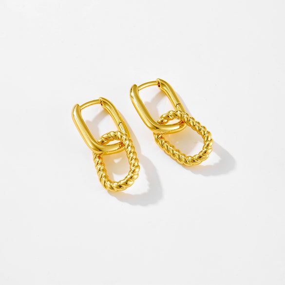 Women's Copper Geometric Irregular Ring Locked Earrings With Electroplating Platinum 18K Gold