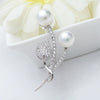 Women's Copper Geometric Leaf And Flower Brooch With Zircon Beads Electroplated Fashion Corsage Pin