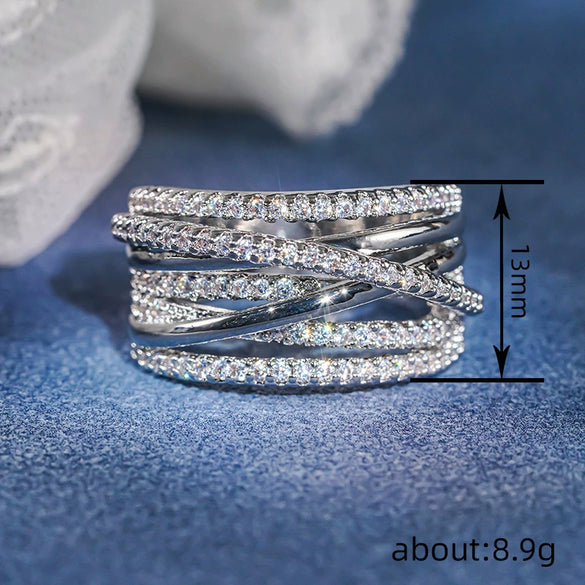 Women's Copper Geometric Light Luxury Style Ring With Zirconia Design