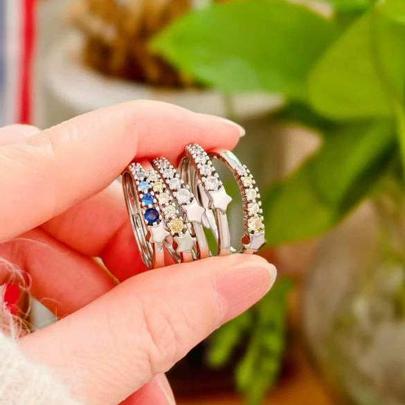 Women's Copper Geometric Meteor Zircon Ring Electroplated Simple Fashion