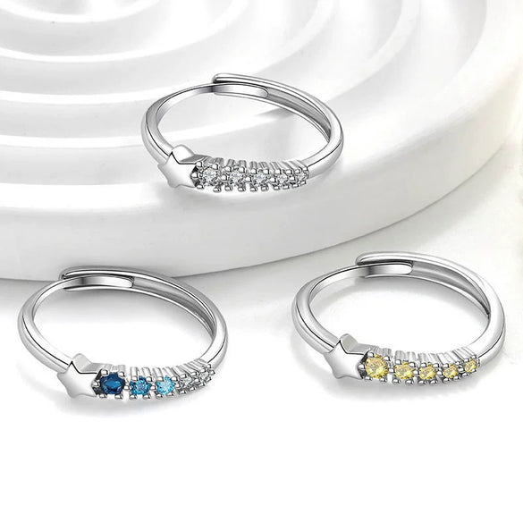 Women's Copper Geometric Meteor Zircon Ring Electroplated Simple Fashion