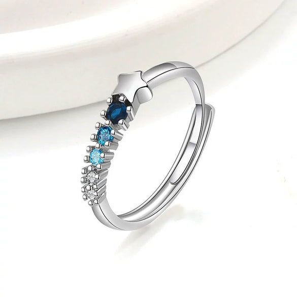 Women's Copper Geometric Meteor Zircon Ring Electroplated Simple Fashion