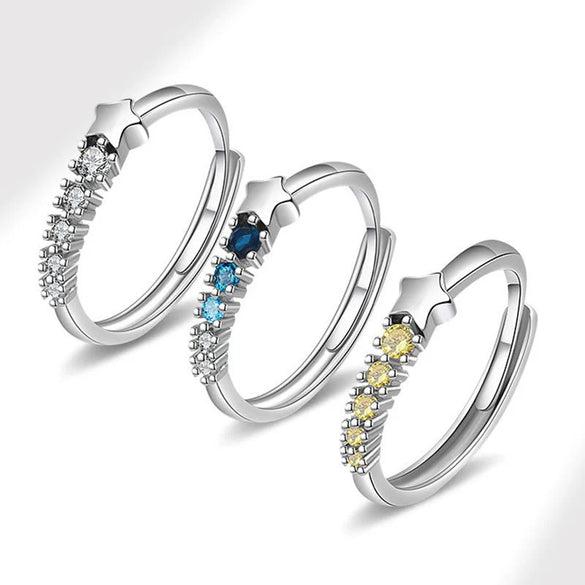 Women's Copper Geometric Meteor Zircon Ring Electroplated Simple Fashion