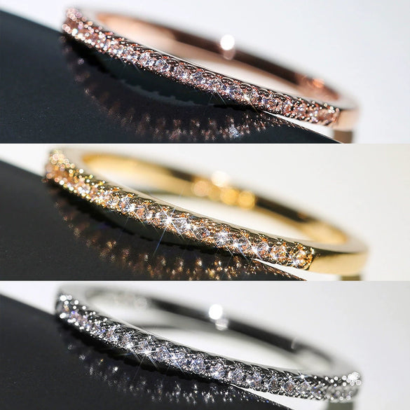 Women's Copper Geometric Microencrusted Zircon Ring