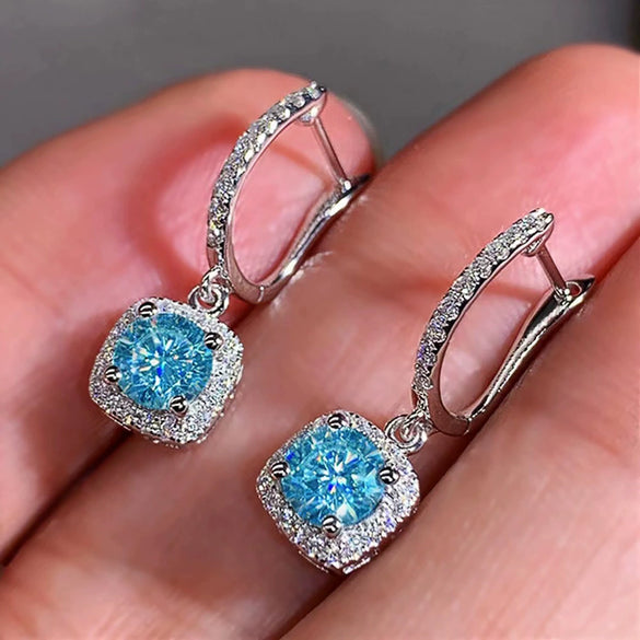 Women's Copper Geometric Microinlaid Zircon Ear Buckle Earrings Jewelry