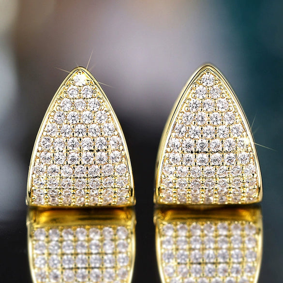 Women's Copper Geometric Microinlaid Zircon Earrings Chic Style