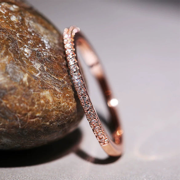 Women's Copper Geometric Microinlaid Zircon Ring Electroplated