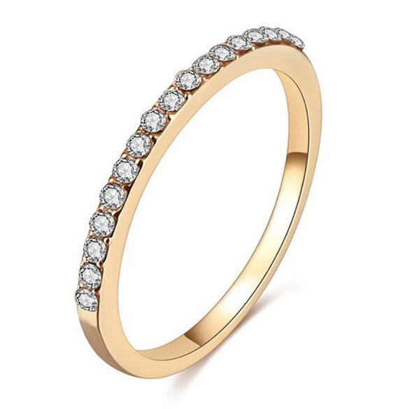 Women's Copper Geometric Microinlaid Zircon Ring Electroplated