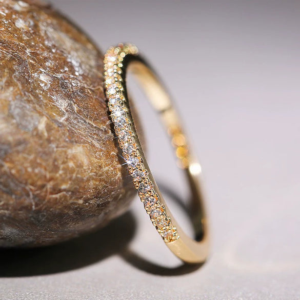 Women's Copper Geometric Microinlaid Zircon Ring Electroplated