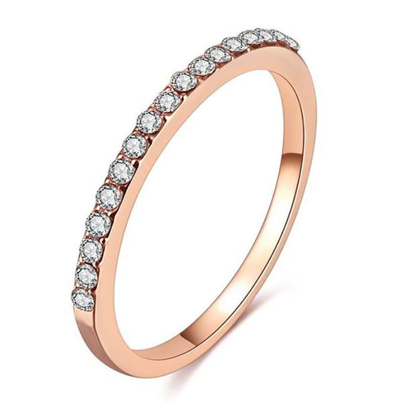 Women's Copper Geometric Microinlaid Zircon Ring Electroplated