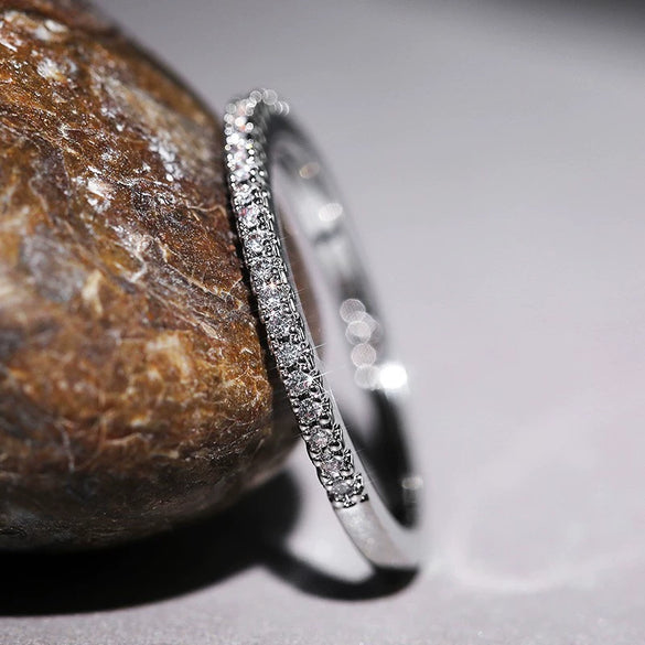 Women's Copper Geometric Microinlaid Zircon Ring Electroplated