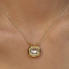 Women's Copper Geometric Mixed Gemstone Setting Zirconia Box Chain Necklace Chic Style