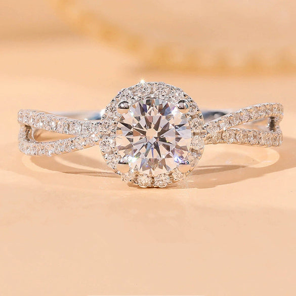 Women's Copper Geometric Moissanite Ring