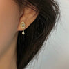 Women's Copper Geometric Oval Pendant Earrings Retro Style
