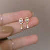 Women's Copper Geometric Oval Pendant Earrings Retro Style