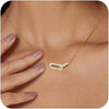 Women's Copper Geometric Paper Clip Pendant Necklace With Micro Paved Zircon Double Ring Charm And O Shaped Chain Electroplated Fashion Clavicle Necklace