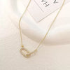 Women's Copper Geometric Paper Clip Pendant Necklace With Micro Paved Zircon Double Ring Charm And O Shaped Chain Electroplated Fashion Clavicle Necklace