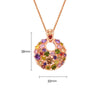 Women's Copper Geometric Pendant Necklace With O Chain And Zircon Inlay Colorful Fashion Versatile Jewelry