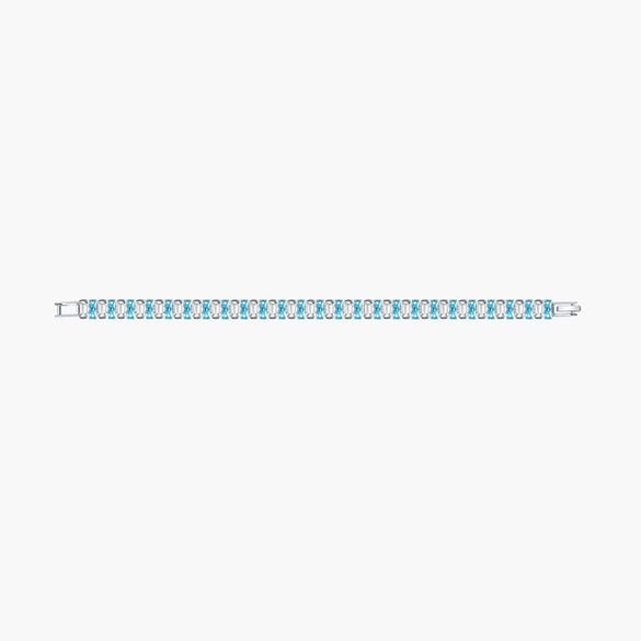 Women's Copper Geometric Rectangular Bracelet With Glass Color Block Zircon Detail