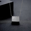Women's Copper Geometric Rectangular Pendant Necklace With Zircon Detail And Electroplated Finish