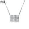 Women's Copper Geometric Rectangular Pendant Necklace With Zircon Detail And Electroplated Finish