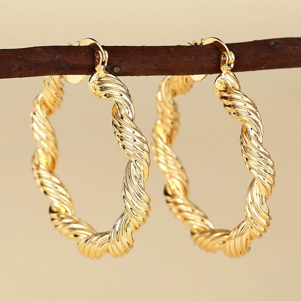 Women's Copper Geometric Ring Earrings With Electroplating Chic Style Fashion Jewelry