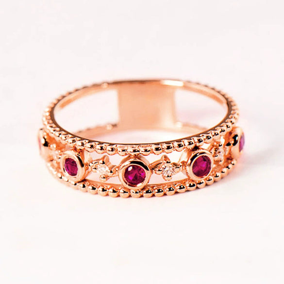 Women's Copper Geometric Ring With Zirconia Design Niche Style Jewelry