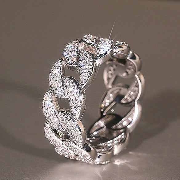 Women's Copper Geometric Ring With Zirconia Light Luxury Style