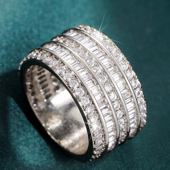 Women's Copper Geometric Shiny Elegant Ring With Zircon For Proposal Engagement