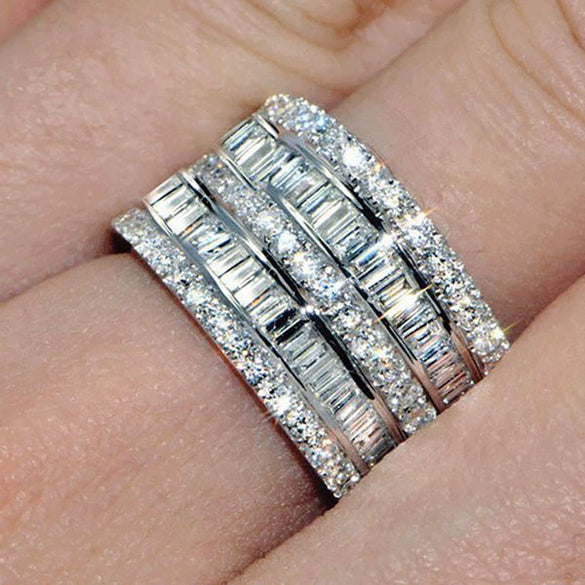 Women's Copper Geometric Shiny Elegant Ring With Zircon For Proposal Engagement