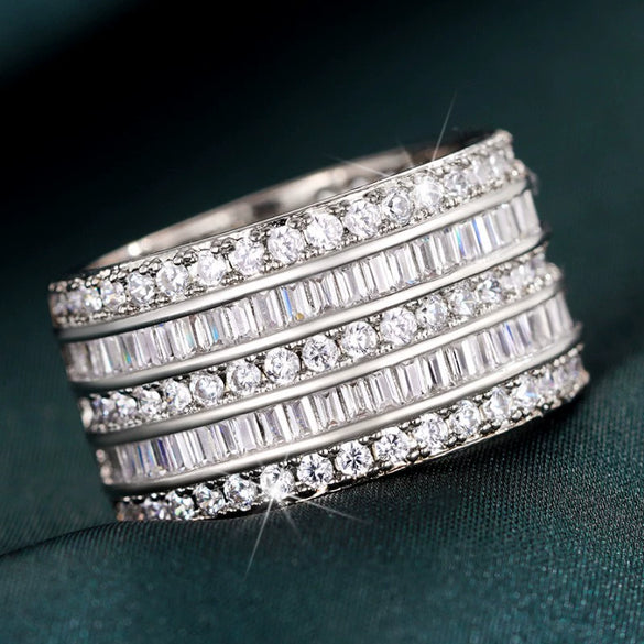 Women's Copper Geometric Shiny Elegant Ring With Zircon For Proposal Engagement