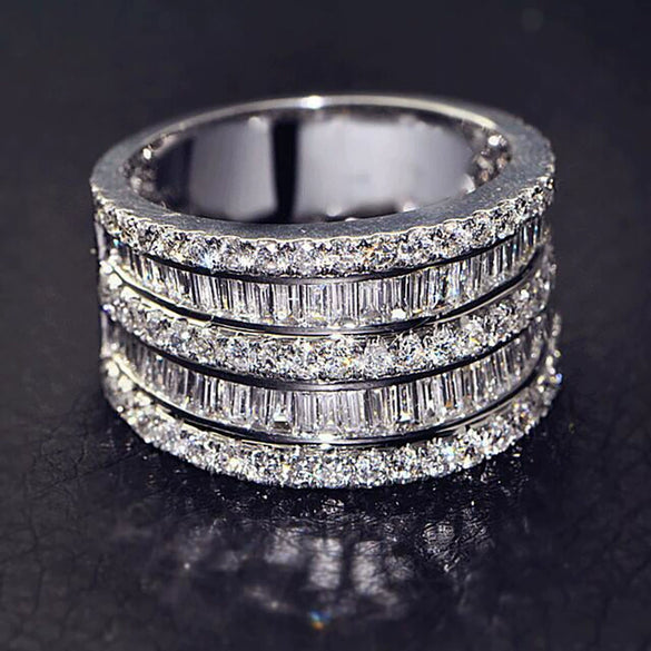 Women's Copper Geometric Shiny Elegant Ring With Zircon For Proposal Engagement