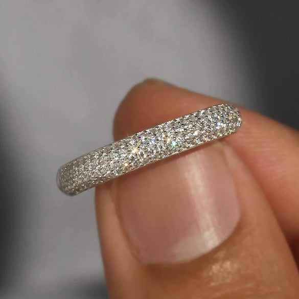 Women's Copper Geometric Shiny Ring With Zirconia For Engagement And Wedding