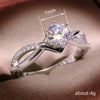 Women's Copper Geometric Style Imitation Moissanite Ring