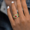 Women's Copper Geometric Style Threepiece Ring Set With Zirconia